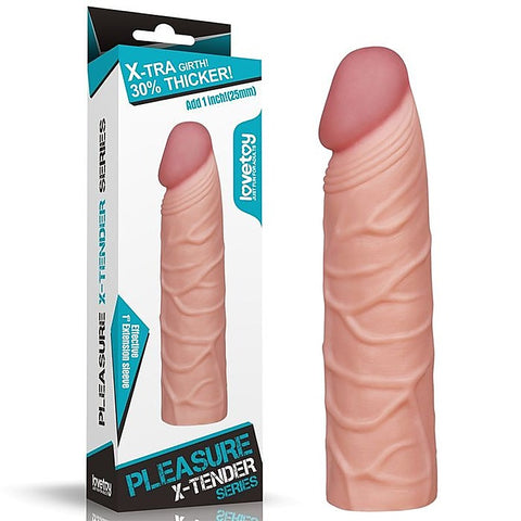 Pleasure X Tender Penis Extension Sleeve 2.5cm Flesh