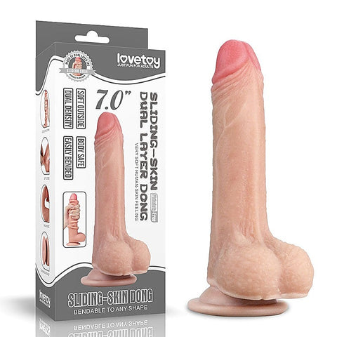 Sliding Skin Dual Layer Realistic Dong With Flexible Skin Flesh