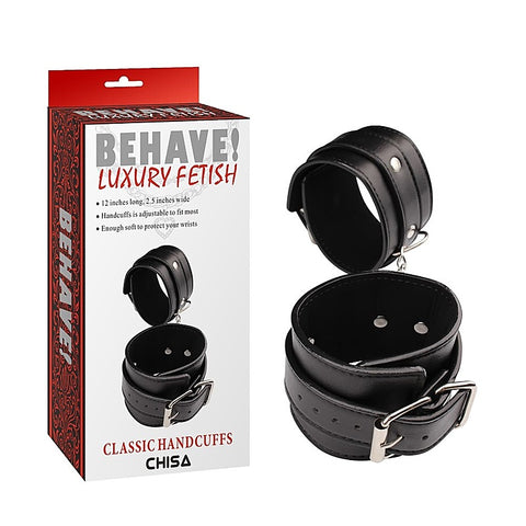 Behave Adjustable Classic Hand Cuffs Black by Chisa