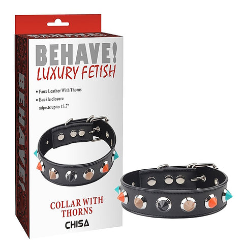 Behave Soft and Smooth Bondage Collar with Thorns by Chisa
