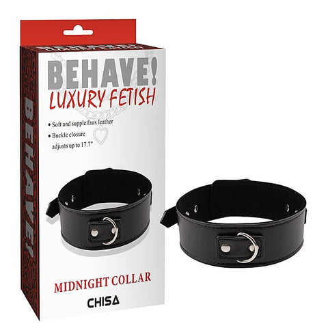 Behave Midnight Fully Adjustable Bondage Collar by Chisa