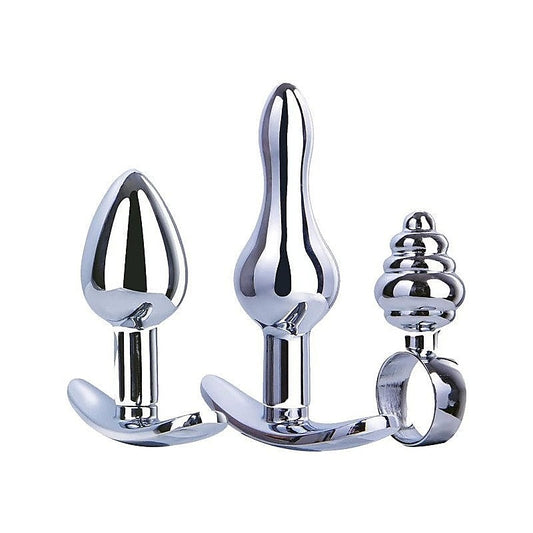Hardware Gear T Bar Base 3 In 1 Metal Butt Plug Kit Set