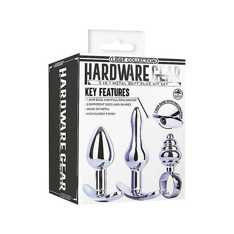 Hardware Gear T Bar Base 3 In 1 Metal Butt Plug Kit Set