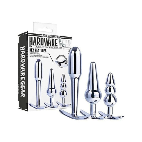 Hardware Gear 3 In 1 Metal Butt Plug Kit Set With Pull Ring
