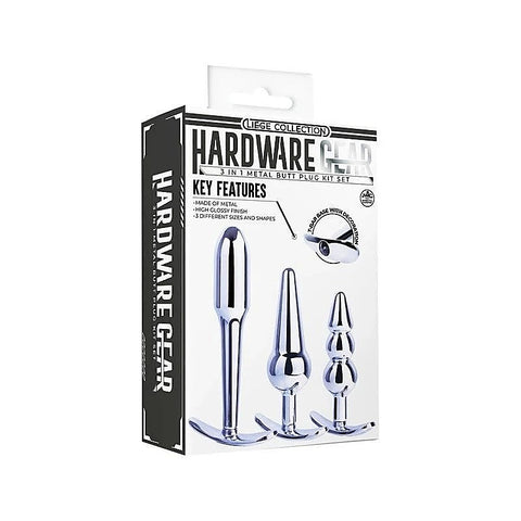 Hardware Gear 3 In 1 Metal Butt Plug Kit Set With Pull Ring