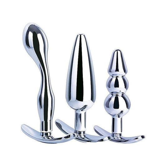 Hardware Gear 3 in 1 High Glossy Finish Metal Butt Plug Kit