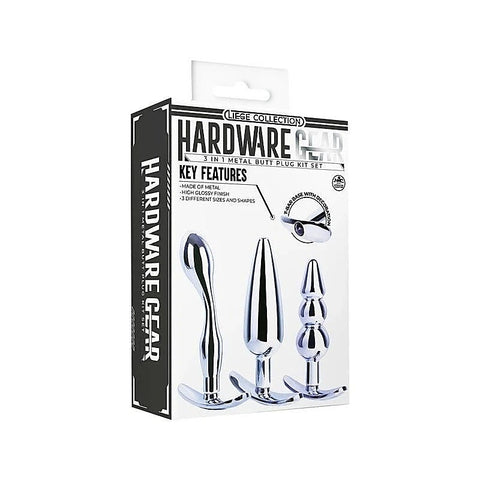 Hardware Gear 3 in 1 High Glossy Finish Metal Butt Plug Kit