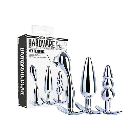 Hardware Gear 3 in 1 High Glossy Finish Metal Butt Plug Kit