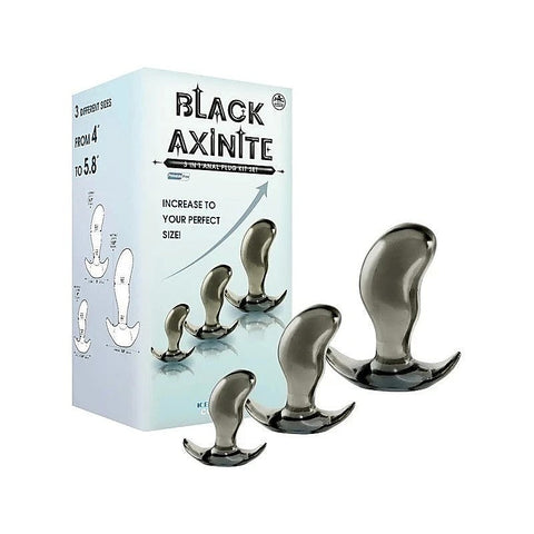 Black Axinite 3 In 1 Flexible Anal Plug Kit