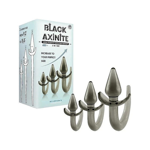Black Axinite 3 In 1 Unique Design Anal Plug Kit with Tail