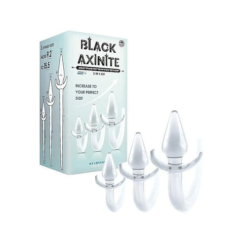 Black Axinite 3 In 1 Unique Design Anal Plug Kit with Tail