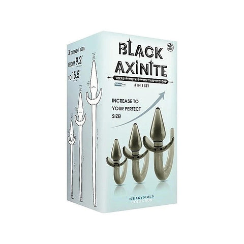 Black Axinite 3 In 1 Unique Design Anal Plug Kit with Tail
