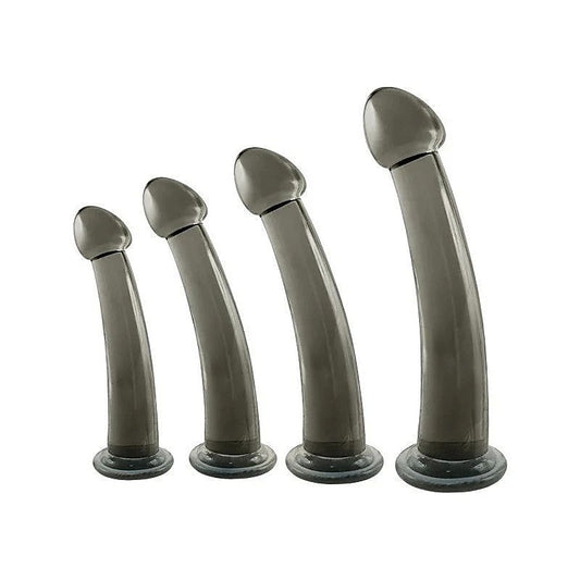Black Axinite 4 In 1 Suction Cup Base Anal Plug Kit Set