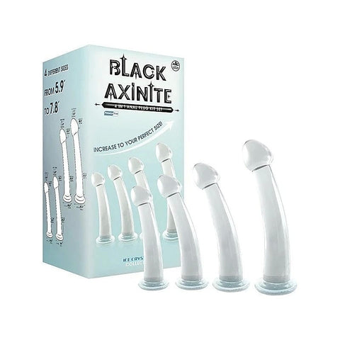 Black Axinite 4 In 1 Suction Cup Base Anal Plug Kit Set