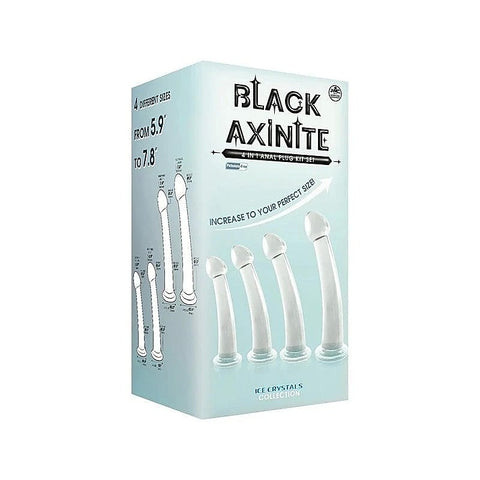 Black Axinite 4 In 1 Suction Cup Base Anal Plug Kit Set