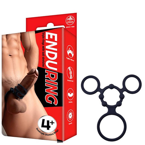 EnduCock Ring Silicone Triple Cock Ring With Ball Stretcher