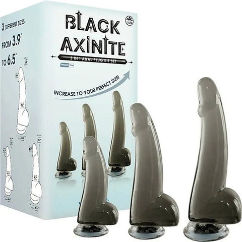 Black Axinite 3-in-1 Suction Cup Anal Plug Kit