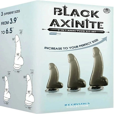 Black Axinite 3-in-1 Suction Cup Anal Plug Kit