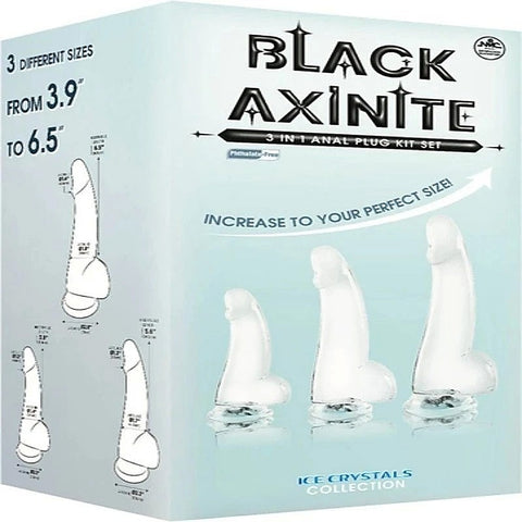 Black Axinite 3-in-1 Suction Cup Anal Plug Kit