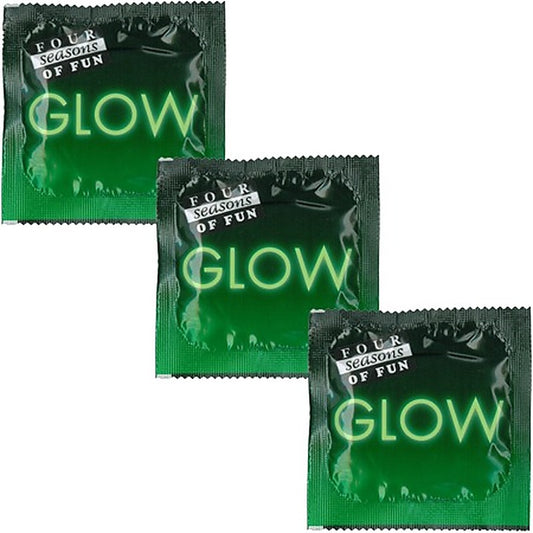 Glow N Dark Stretchy Condoms 144 Pack by Four Seasons