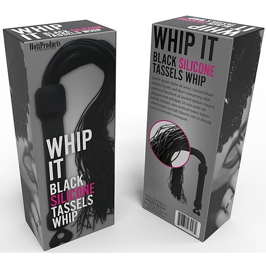 Whip It Black Tassel Silicone Bondage Whip by Hott Products