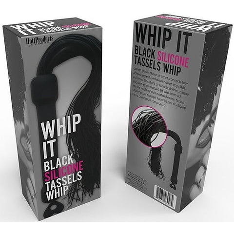 Whip It Black Tassel Silicone Bondage Whip by Hott Products