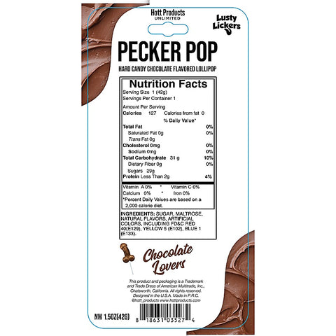 Lusty Lickers Pecker Shaped Pop Candy by Hott Products