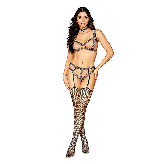 Open Cup Bra and G-String Choker Panty Set