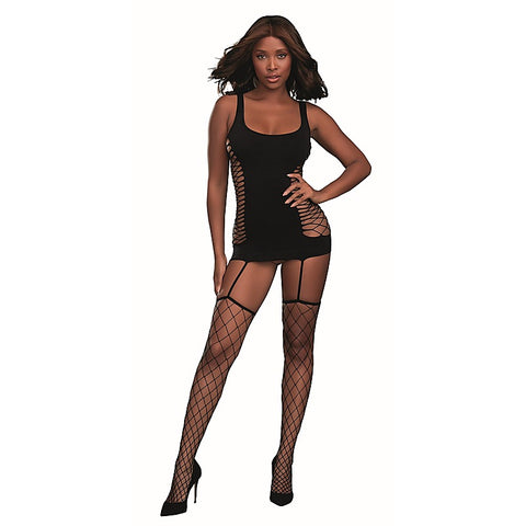 Opaque Gartered Bodystocking Dress by Dream Girl Lingerie
