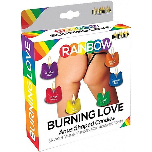Rainbow Burning Love 6 Sexy Anus Shaped Candles