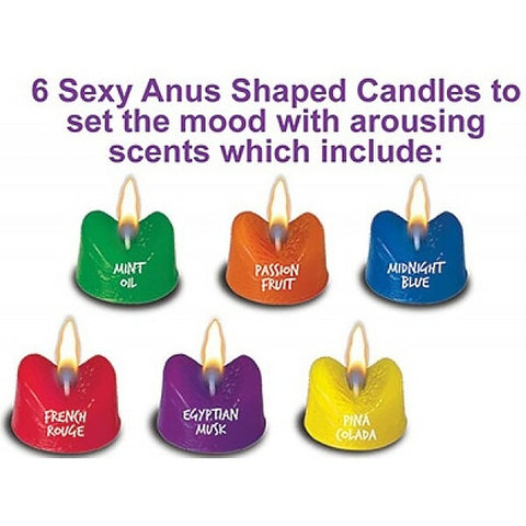 Rainbow Burning Love 6 Sexy Anus Shaped Candles