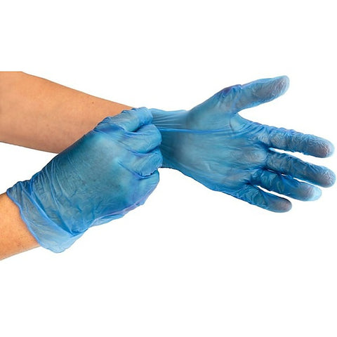 100 Pack Disposable Vinyl Gloves Blue by Sax