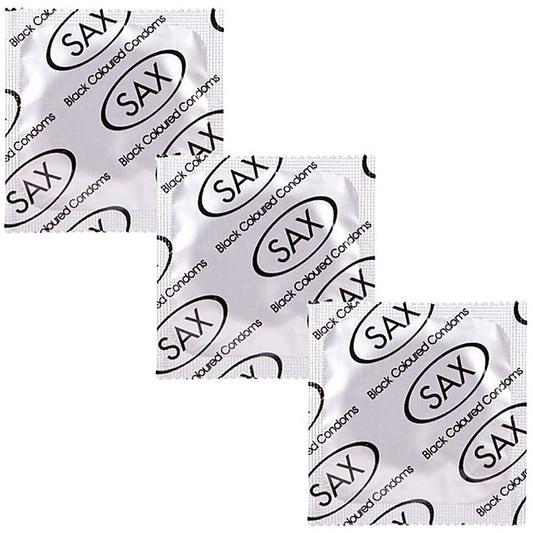 Black Straight Shafted Smooth Latex Condoms by Sax