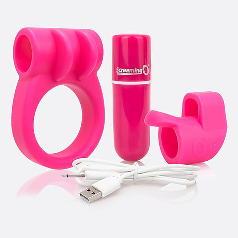 Charged 10 Functions Men's Vibrating Cock Ring Combo Kit #1