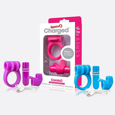Charged 10 Functions Men's Vibrating Cock Ring Combo Kit #1