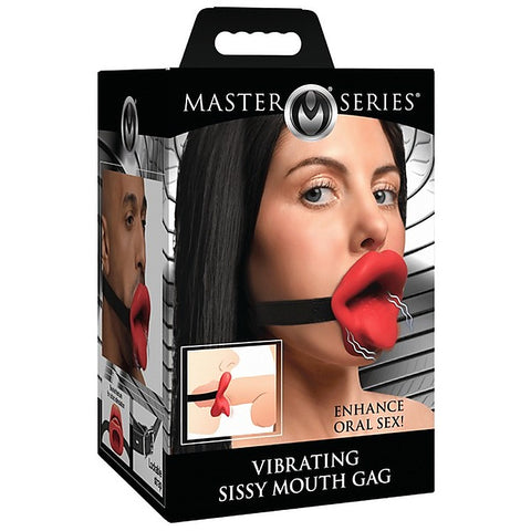 Master Series Vibrating Sissy Bondage Mouth Gag by XR Brands