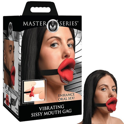 Master Series Vibrating Sissy Bondage Mouth Gag by XR Brands