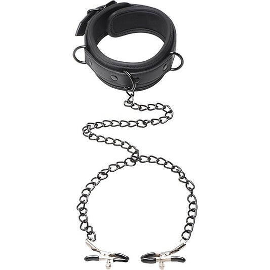 Master Series Collared Temptress Collar With Nipple Clamps