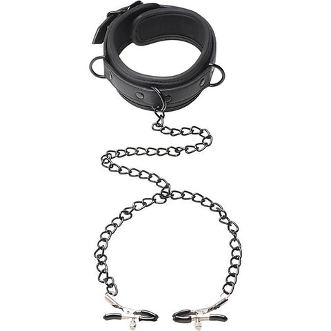 Master Series Collared Temptress Collar With Nipple Clamps