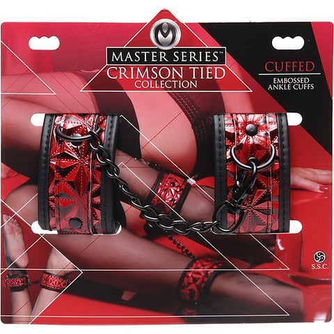 Crimson Tied Embossed Bondage Ankle Cuffs by XR Brands