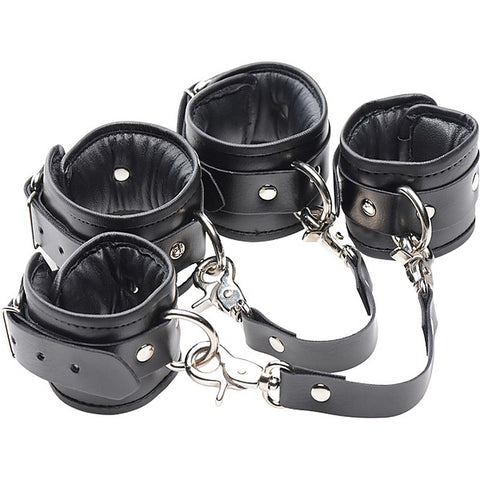 Master Series PU Leather Lined BDSM Play Wrist Cuffs