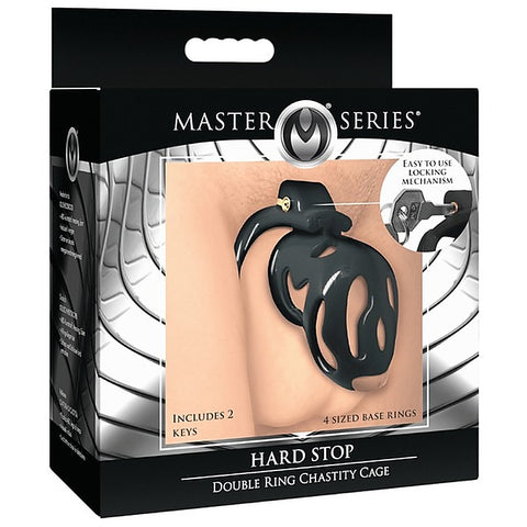 Master Series Hard Stop Double Ring Men's Chastity Cage