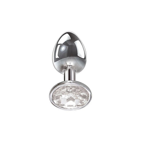 Metallic Butt Plug with Clear Gem Base by Adam & Eve