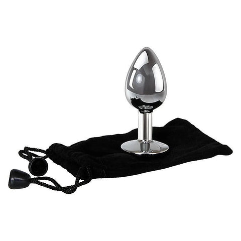 Metallic Butt Plug with Clear Gem Base by Adam & Eve