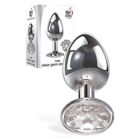 Metallic Butt Plug with Clear Gem Base by Adam & Eve
