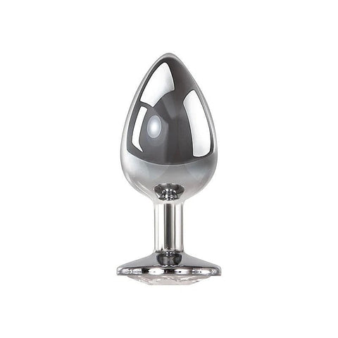 Metallic Butt Plug with Clear Gem Base by Adam & Eve