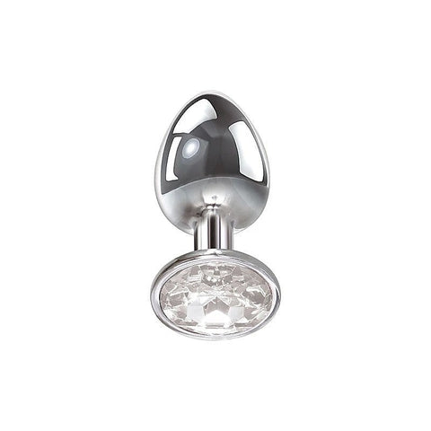Metallic Butt Plug with Clear Gem Base by Adam & Eve