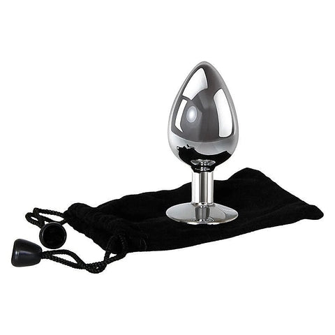 Metallic Butt Plug with Clear Gem Base by Adam & Eve