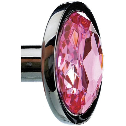Silver Metal Butt Plug with Pink Gem Base by Adam & Eve