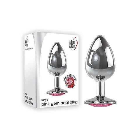 Silver Metal Butt Plug with Pink Gem Base by Adam & Eve